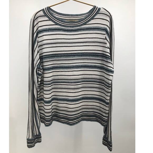 Ann Taylor Factory Metallic Striped Wide Collar Lightweight Sweater Size XL - Picture 1 of 7